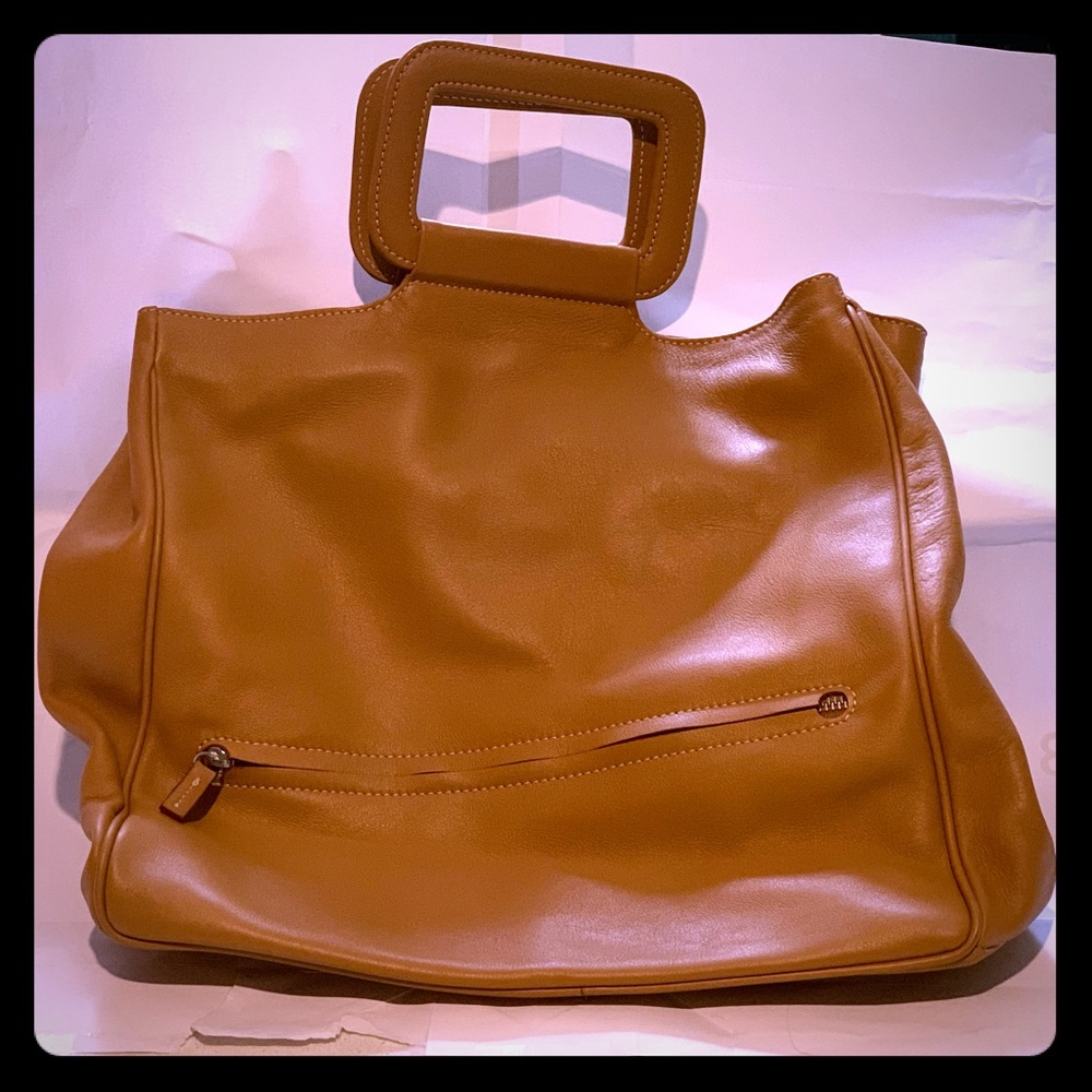 Classic Barneys New York Handled Tan Leather Tote